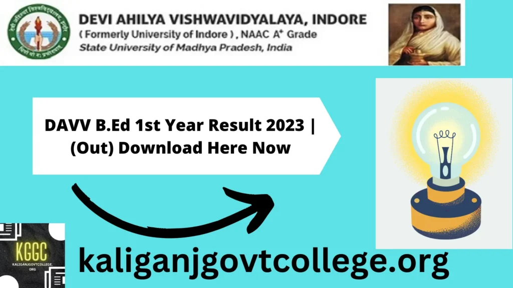 DAVV B.Ed 1st Year Result 2023 | (Out) Download Here Now