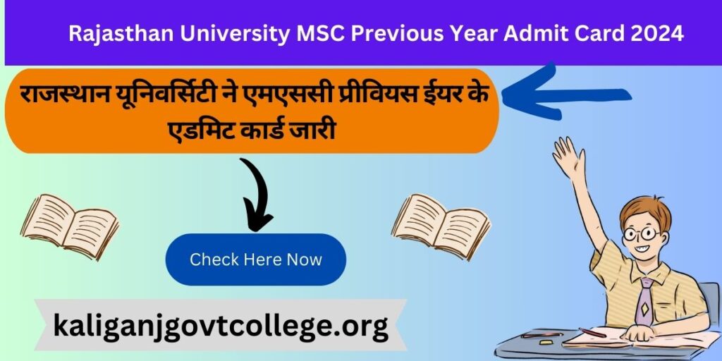 Rajasthan University MSC Previous Year Admit Card 2024