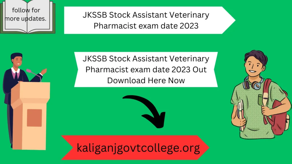 JKSSB Stock Assistant Veterinary Pharmacist exam date 2023