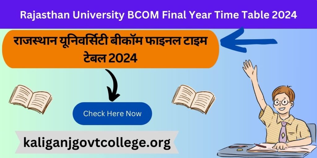 Rajasthan University BCOM Final Year Time Table 2024