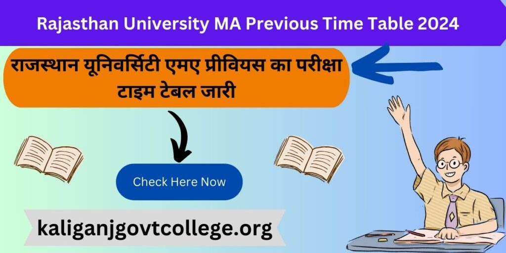 Rajasthan University MA Previous Time Table 2024